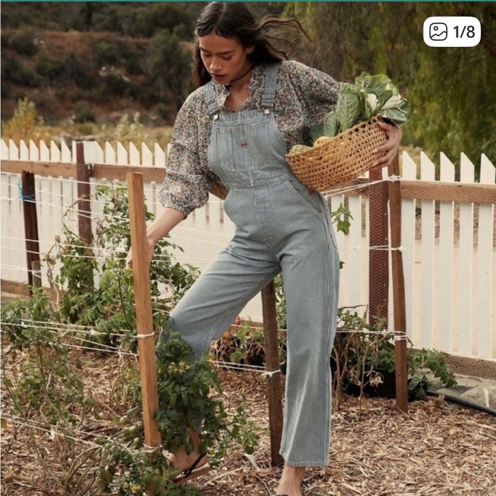 DOEN Myrtle Overalls . Hickory Stripe . 30